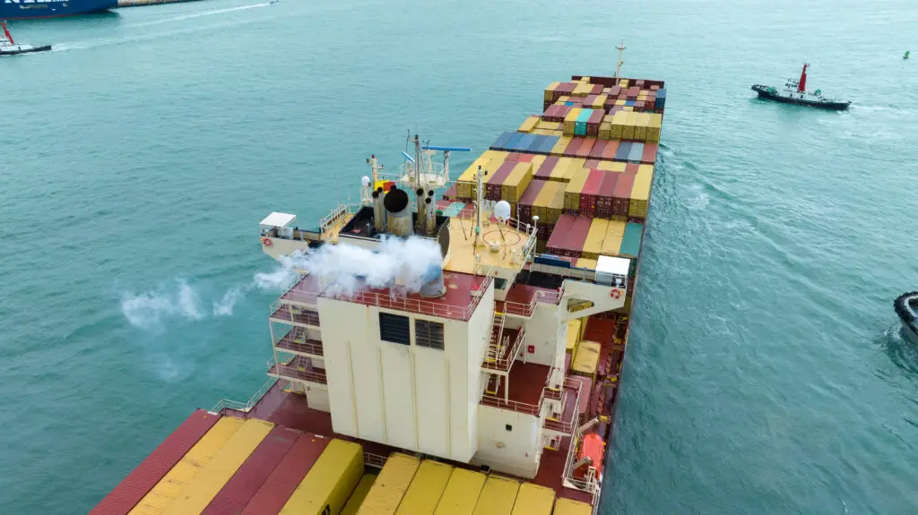 Transportation or fleet yard showing vehicle flow management and safety signage